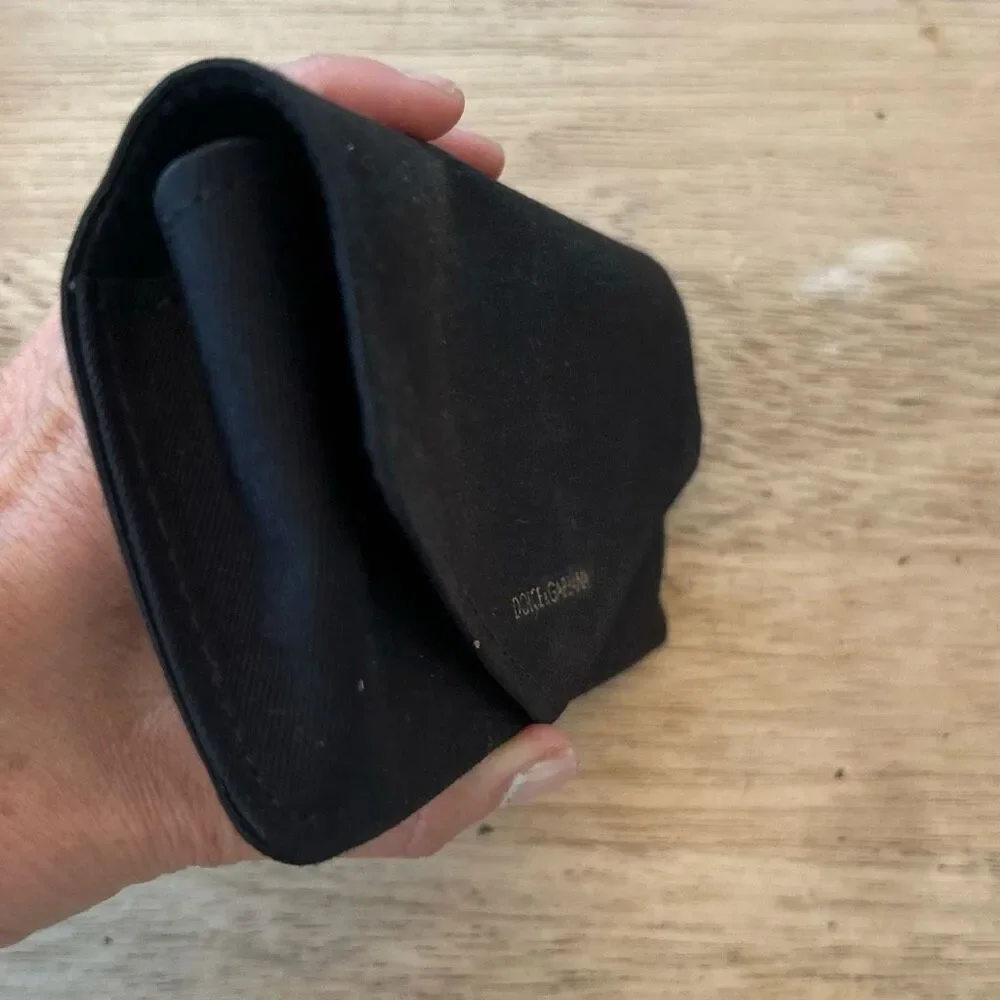 Dolce & Gabbana black ribbed fabric semi hard eyeglass sunglasses case